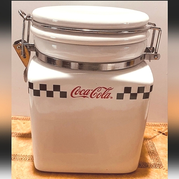 COCA-COLA Vintage Ceramic Canisters Trio Storage Jars Collectible Home Decor EUC - Picture 11 of 11